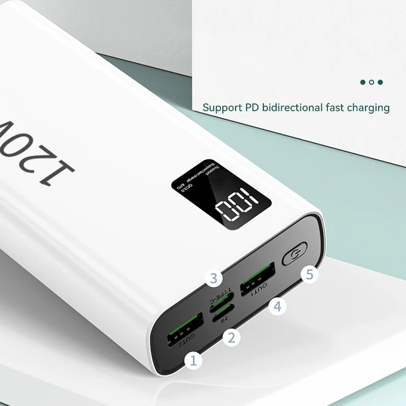 120W carga súper rápida 50000 mAh Power Bank 100% capacidad suficiente para fuente de alimentación móvil para varios teléfonos móviles
