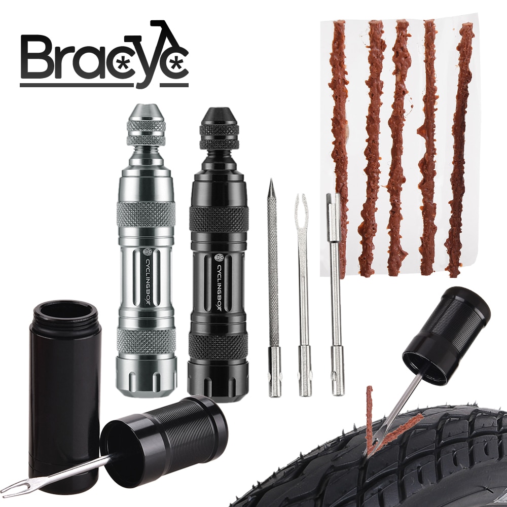 Bicycle Tubeless Tire Repair Kit Tire Drill Rubber Strips Tyre Puncture Sealant Bicycle Repair Tools