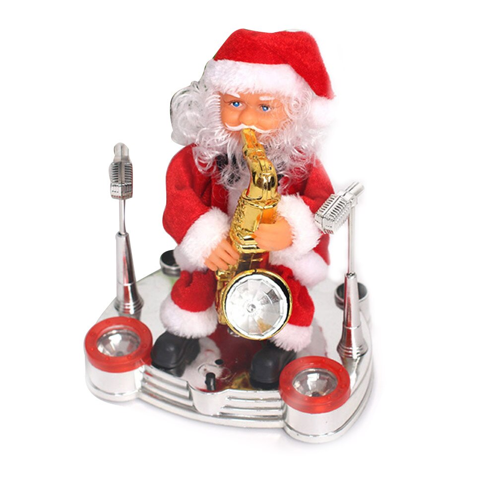 Kid Kerst Elektrische Kerstman Drum Kerst Man Saxofoon Spelen Piano Santa Speelgoed Pop Xmas Speelgoed Indoor Desktop Decor: saxophone Santa
