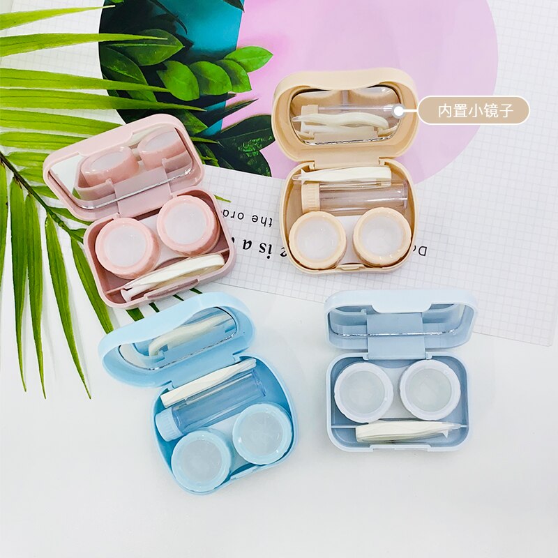 ovolook Cartoon Cosmetic Travel box Storage Holder Contact lens pop case with mirror contact lens case Eyewear
