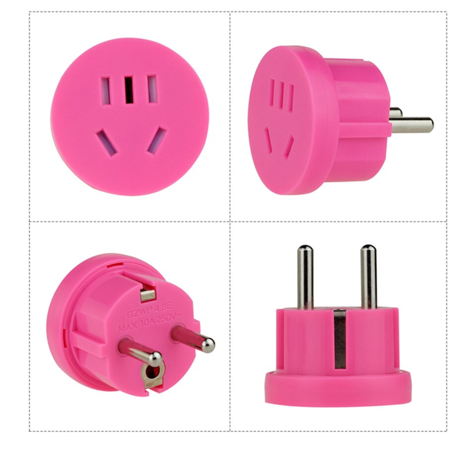 Mini unversal europæisk stikadapter us au cn til eu stik usa aus vægoplader stik adapter konverter 2 runde ben  ac 100v-250v
