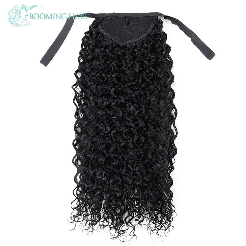BOOMING HAIR 20inch Jerry Curly Wrap Drawstring with Clip for Women Clip in Synthetic Ponytail Hair Extension