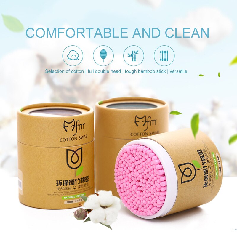 500/200/100Pcs Wegwerp Double Headed Wattenstaafjes Make Wattenstaafjes Neus Oor Schoonmaken Wood Sticks Katoen swabs Cotonete
