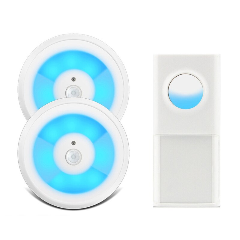USB Powered IP55 Waterproof Wireless Smart Doorbell Door Bell Ring Chime Call 433MHZ LED Night Light Home Plug-Free For Home: W1 button 2 receiver