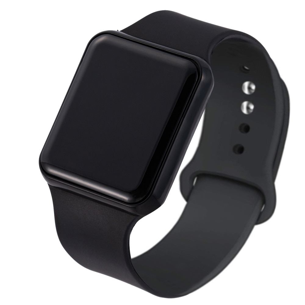 Siliconen Led Display Digitale Sport Horloges Vrouwen Sport Mode Roze Goud Dames Eenvoudige Klok Mannen Relogio Masculino Reloj Mujer: Black-Black