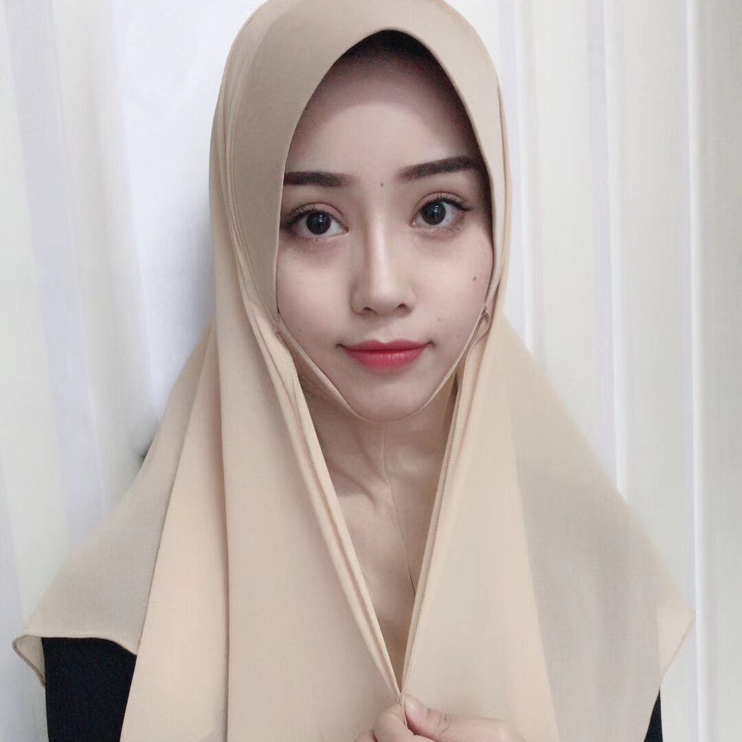 Hijab Amira musulman de , taille moyenne, avec strass, écharpe islamique à enfiler, couvre-chef