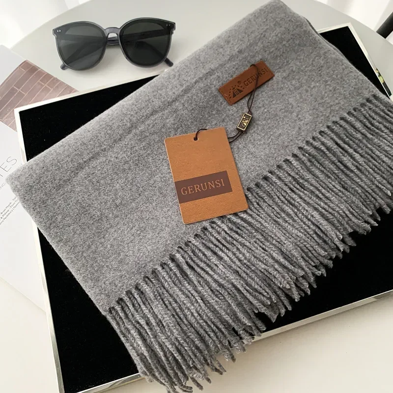 Winter Cashmere Scarf Women Thick Warm Pashmina Shawls Wraps Solid Color Tassel Lady Blanket Echarpe Bufanda Hijab