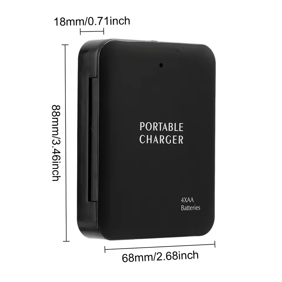 USB Gadget USB Charger External Power Box Battery Charger Emergency Charging By 4pcs AA Batteries With USB Port and Flashlight: black