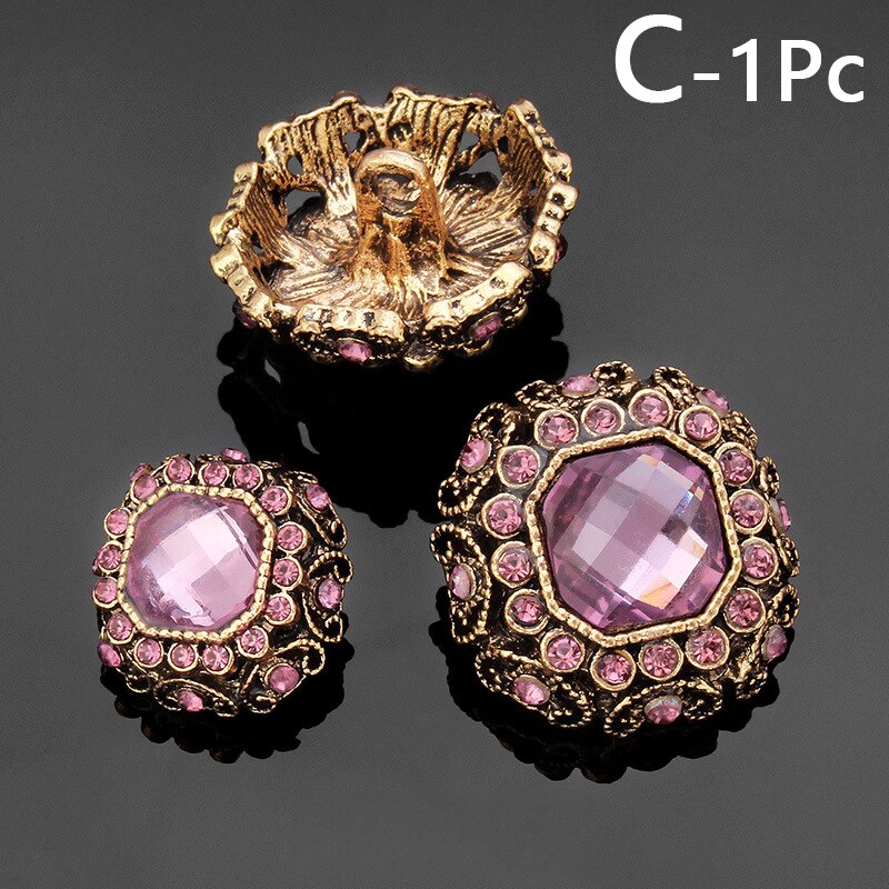 17mm/23mm Square Rhinestone Buttons Sparkling Crystal Glass Stone Craft Buttons DIY Clothes Decoration Sewing Accessories: C / 17mm