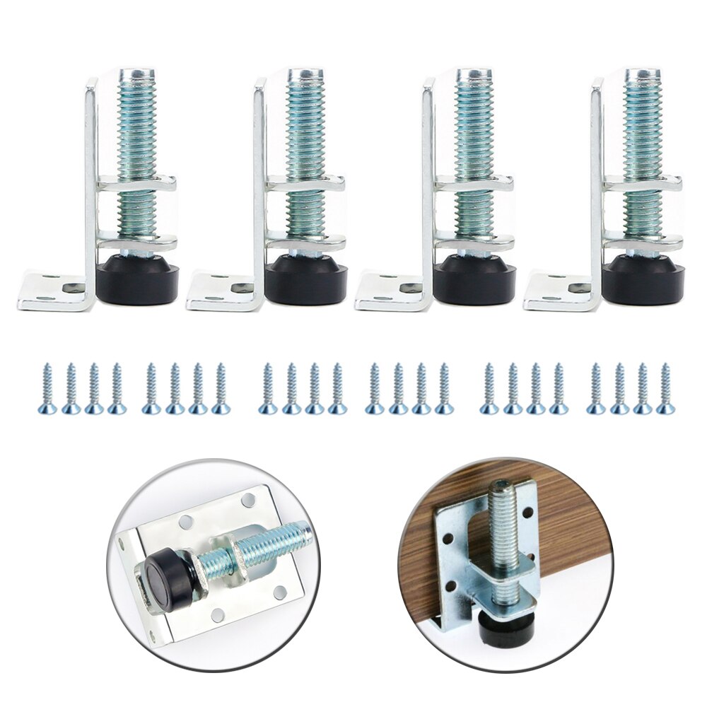 2/4 Pack Adjustable Leveling Feet Heavy Duty Furniture Leveler For Furniture Cabinets Wardrobe Workbench: 4 Pcs