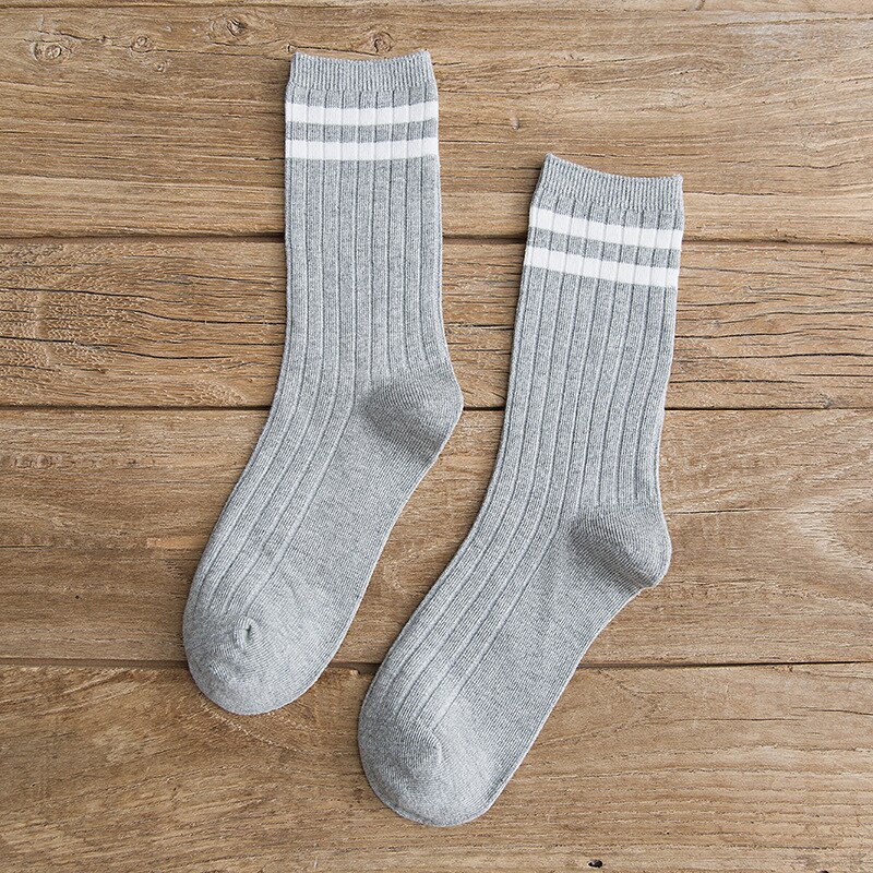 Japanese Loose Socks High School Girls Harajuku Socks Solid Colors Needles Knitting Striped Cotton Socks Women yellow blue black: Y01-9