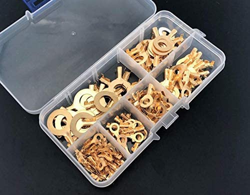 150 Stuks Ring Kabelschoenen Ring Ogen Brass Crimp Kabel Niet Geïsoleerde Connector Draad Terminals Assortiment M3 M4 M5 m6 M8 M10