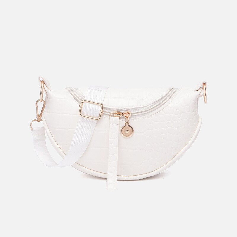 Pu Leer Trend Vrouwen Tas Mode Borst Tas Krokodil Patroon Rits Vrouwen Schouder Messenger Bag Luxe handtassen: White