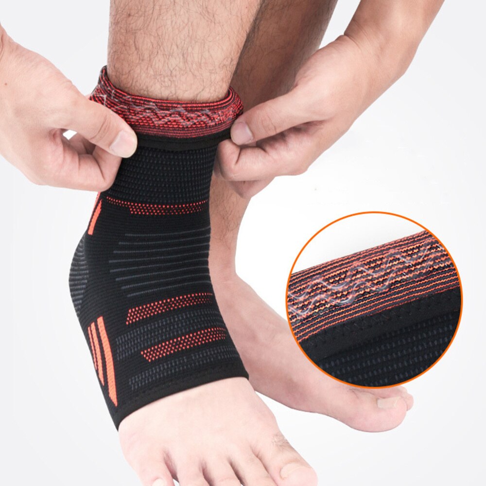 2Pcs Sport Enkel Protector Gebreide Enkel Zorg Mouw Voor Oefenen Running Fitness Basketbal (Zwart En Oranje Maat