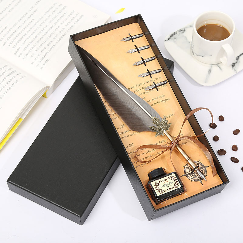 Retro Vintage Kalligrafie Veer Pen Schrijven Pen Briefpapier Geschenkdoos Bruiloft Student Briefpapier Set