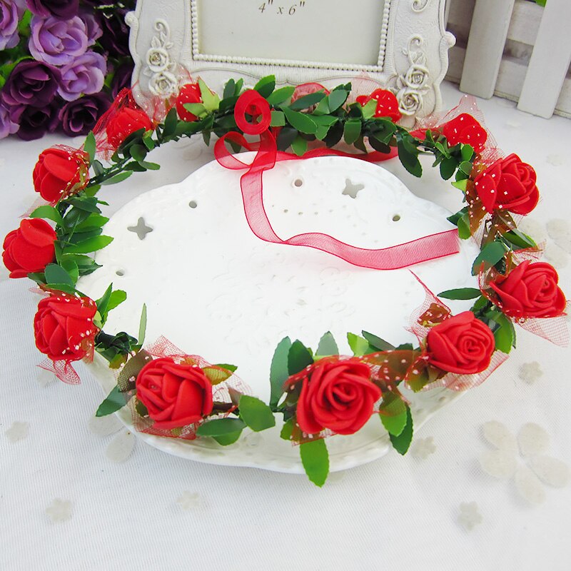Rose Peony Flower Bridal Floral Crown Hair Band Wreath Mint Head Wreath Party Wedding Headpiece Bridesmaid Accessories: 8