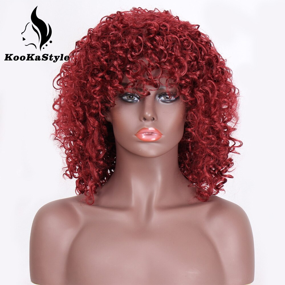 Kookastyle Kort Krullend Pruiken Voor Zwarte Vrouwen Synthetische Rode Pruik Afrp Kinky Krullend Pruik 10 Kleuren Beschikbaar Natuurlijke Haar