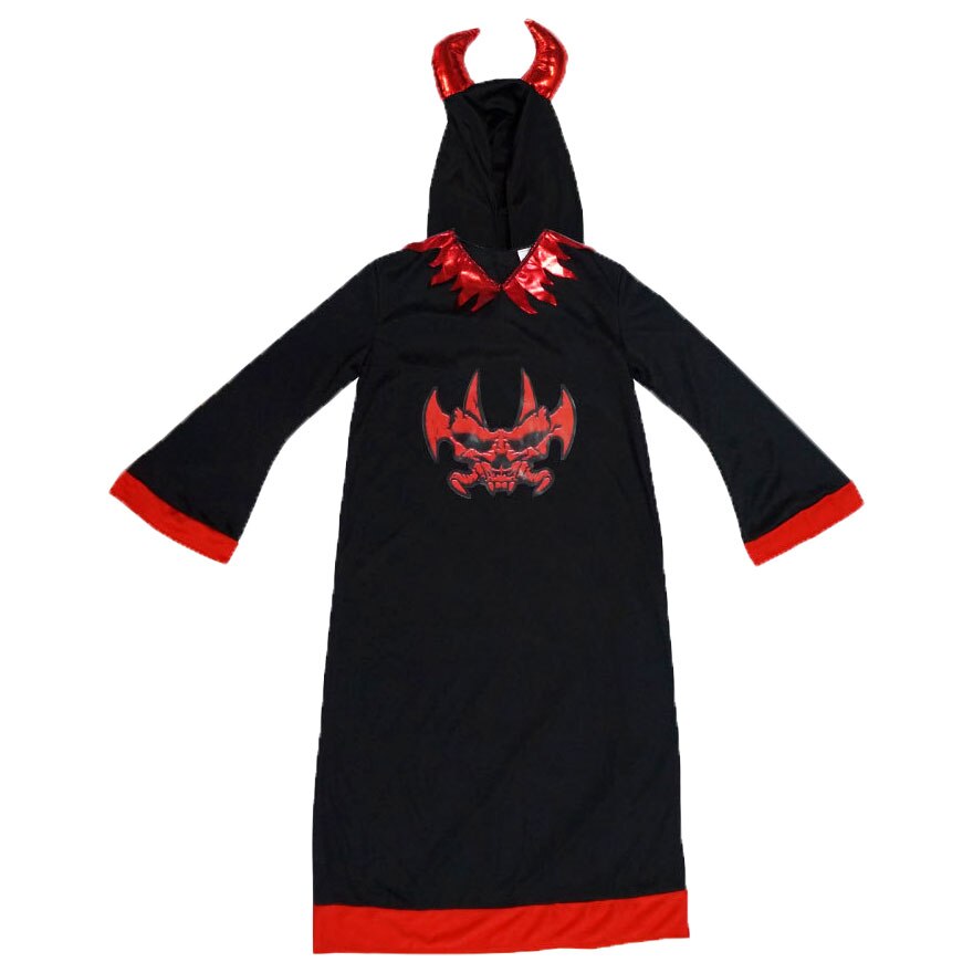 Disfraz de demonio diablo con capucha para niños, traje de de Mardi Gras para Halloween, Carnaval y Cosplay, color negro