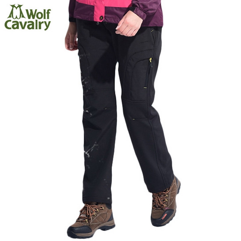 Cavalrywolf feminino outono inverno lã interior caminhadas calças de esportes ao ar livre à prova dwaterproof água acampamento esqui feminino