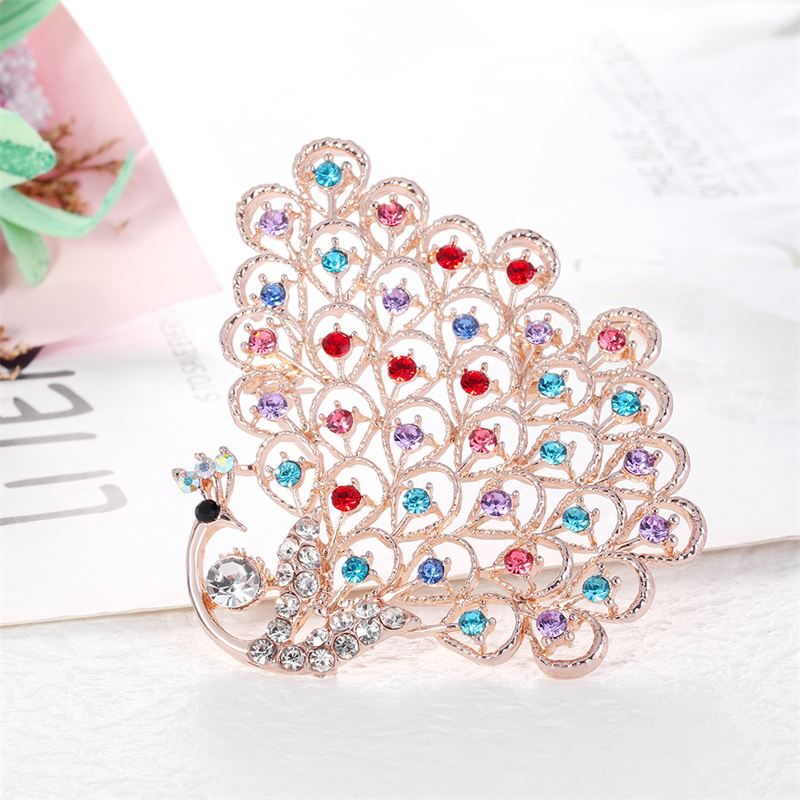 Grande broche de luxe en plumes de paon, nouvelle broche en strass, Vintage, élégance, Banquet, mariage, Corsage, manteau, boucle de châle