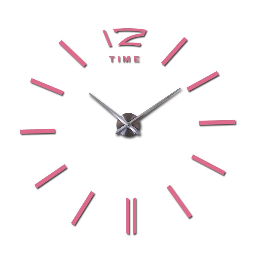 Veggklokke store dekorative klokker hjemmeinnredning 3d diy wallstickers stue reloj veggmaleri klistremerke: Rosa / 37 tommer