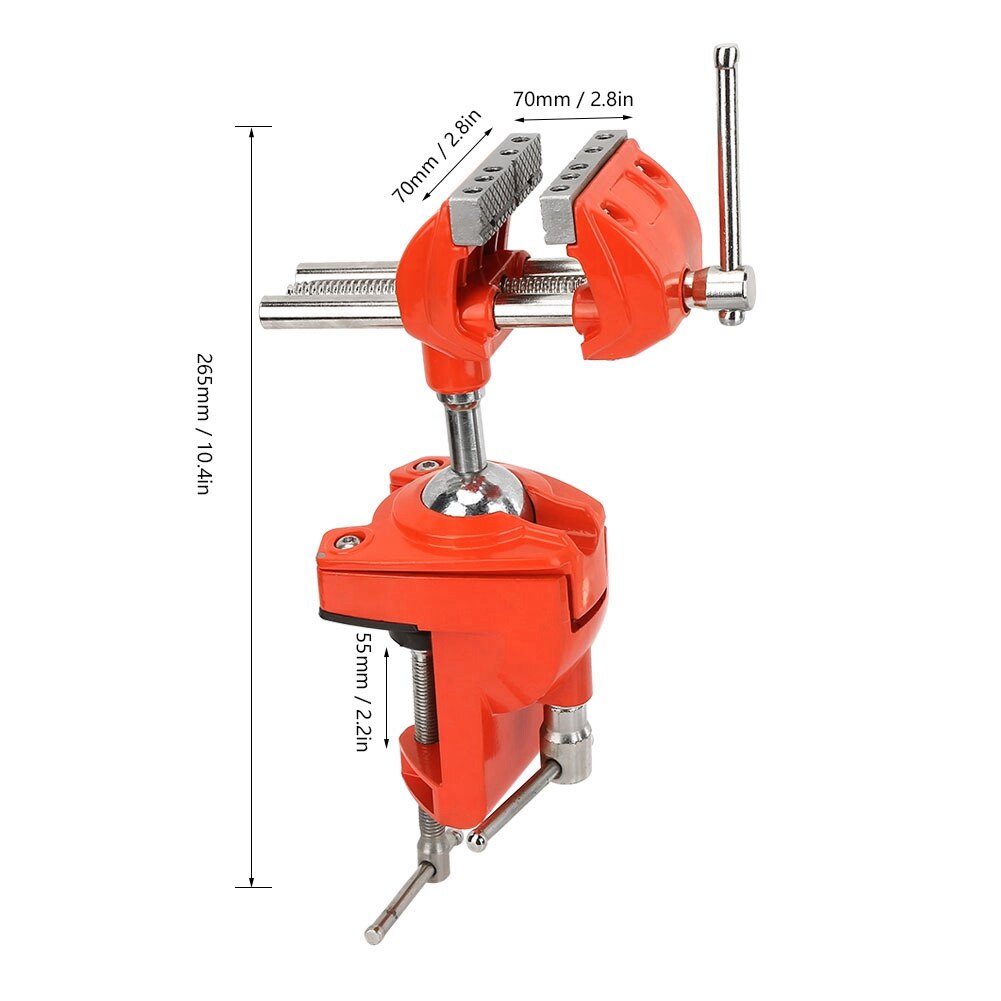 Mini Aluminum 360 Degree Rotating Bench Vise Adjustable 70mm Jaw Width Table Vise Multifunctional Workbench Woodwork Clamp Vise