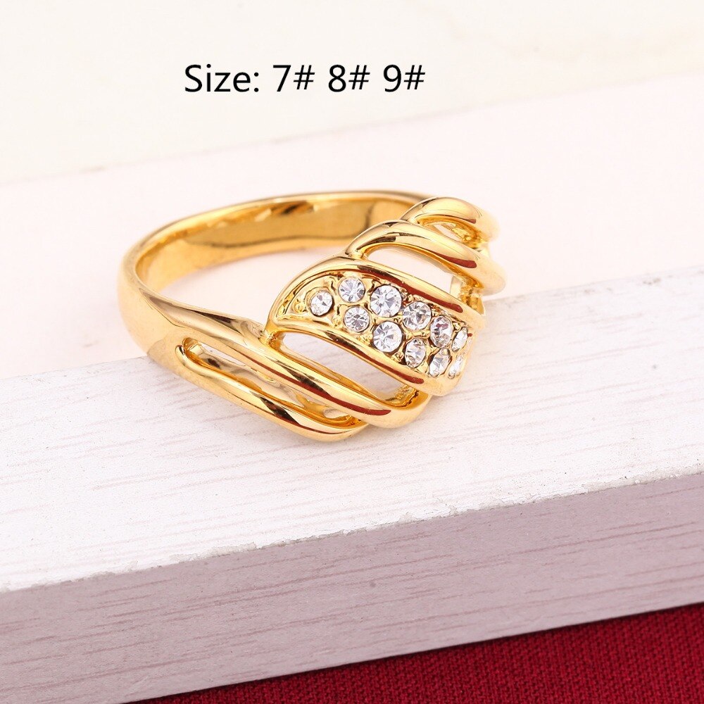 Gold Wedding Ring Engagement Ring Crystal Ring With 24K Gold Color