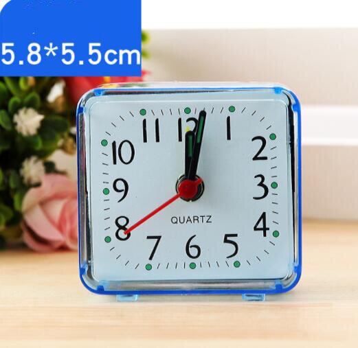 Square table clock Small Bed Compact Travel Quartz Beep desk Clock Cute Portable electronic desk clock masa saati: blue