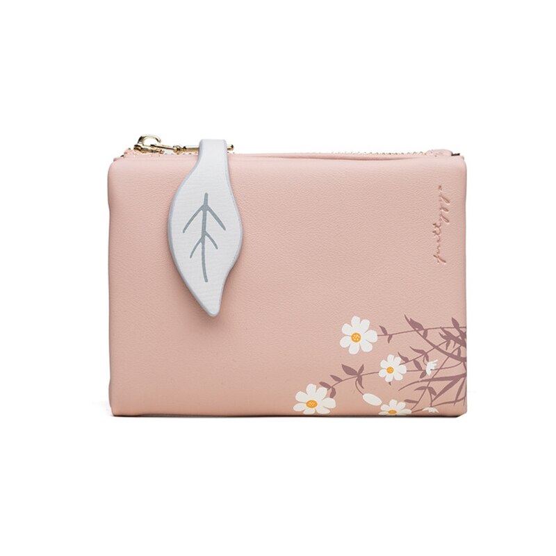 Dames korte portemonnee portemonnees leren portemonnee dames kaarthouder dames portemonnee clutch houder telefoontasje lief meisje: Roze