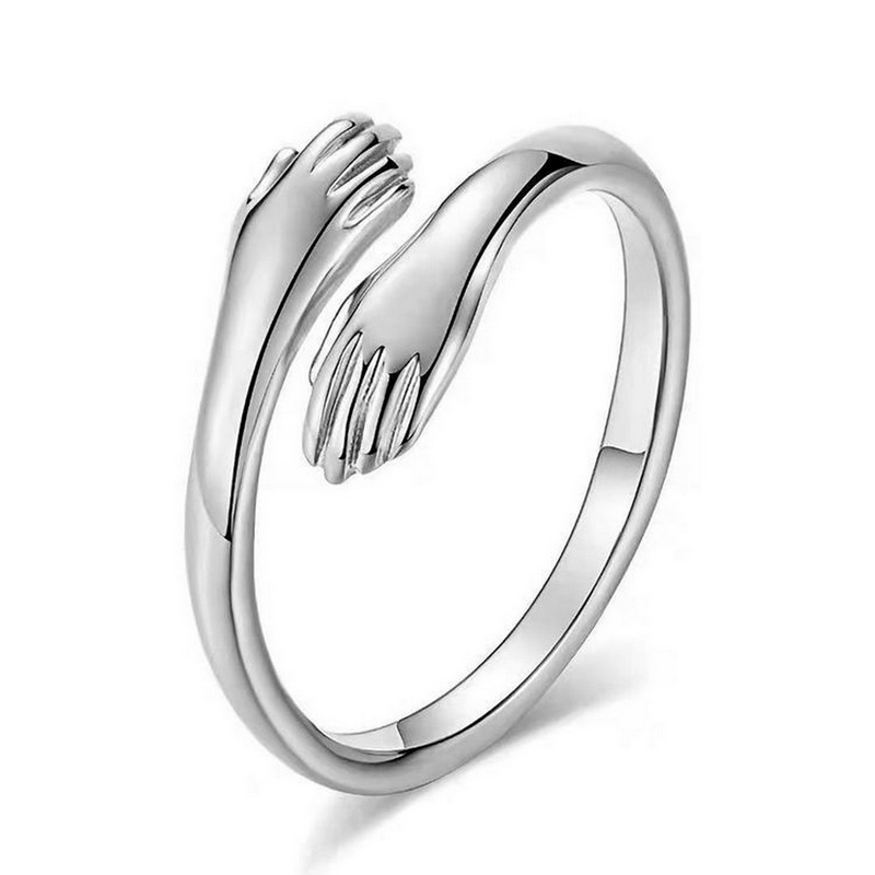 Leuke Zilveren Kleur Kat Oor Open Ringen Voor Vrouwen Mode Metalen Vinger Meisjes Partij Sieraden Verstelbare Animal Manchet Ring Mooie: Hug ring 1