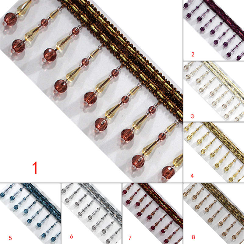 3 Meter Crystal Beaded Curtain Fringe Tassel Trim Upholstery Craft Acrylic Pendant Edge Lampshade Upholstery Trim Decor