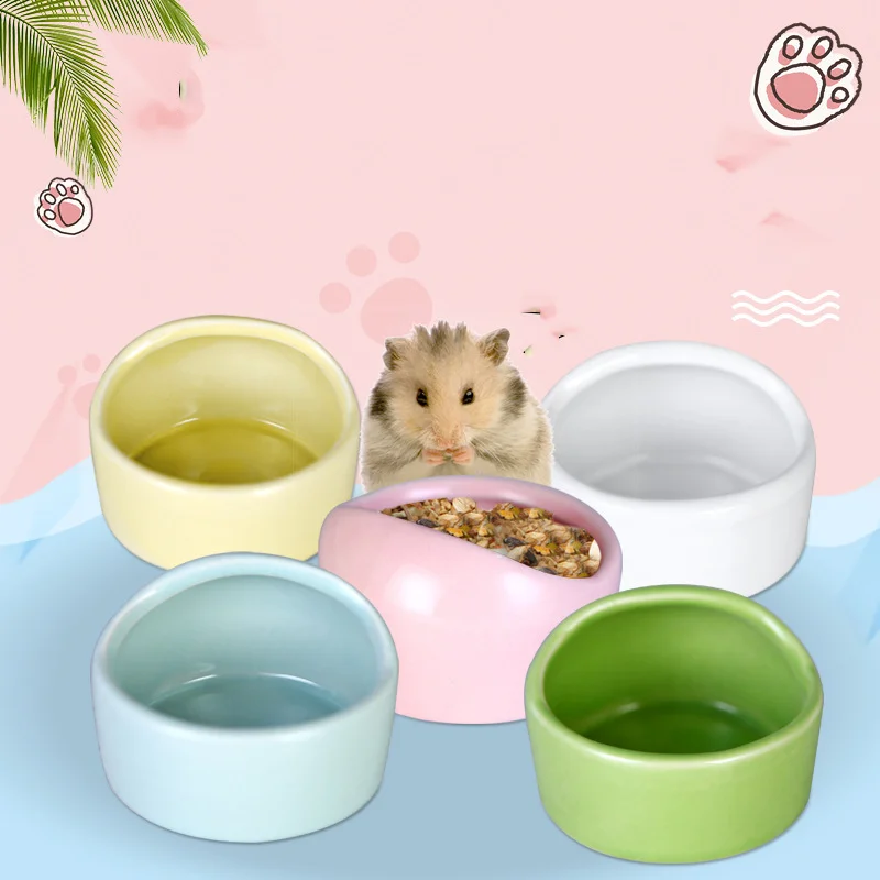 Cuenco para hámster, plato de comida, cuenco de cerámica para animales pequeños, previene golpes, salpicaduras de alimentos, jerbil, Chinchilla, rata, hurón, erizo