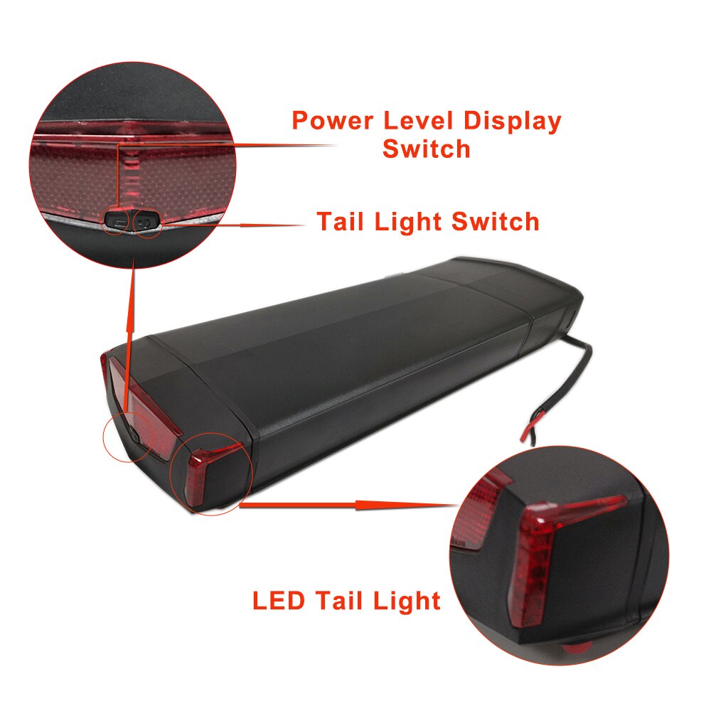 Ebike Battery Pack Case 52pcs 18650 Cells Rear Rack frame 36V 48V Electric Bike Battery Case DownTube Empty Battery Box