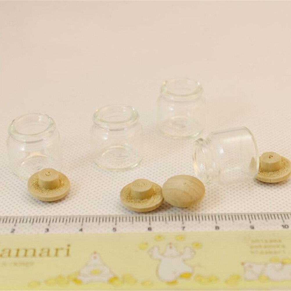 TOYZHIJIA Kawaii 4Pcs 1/12 Scale Doll House Miniature Kitchen Candy Bar Food Jar Decoration