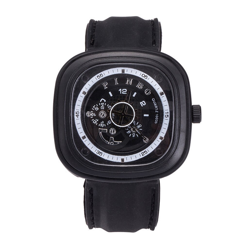 Sport Men's Watch Large Square Dial Silicone Strap Analog Quartz Wrist Watch Decor montre homme часы мужские наручные