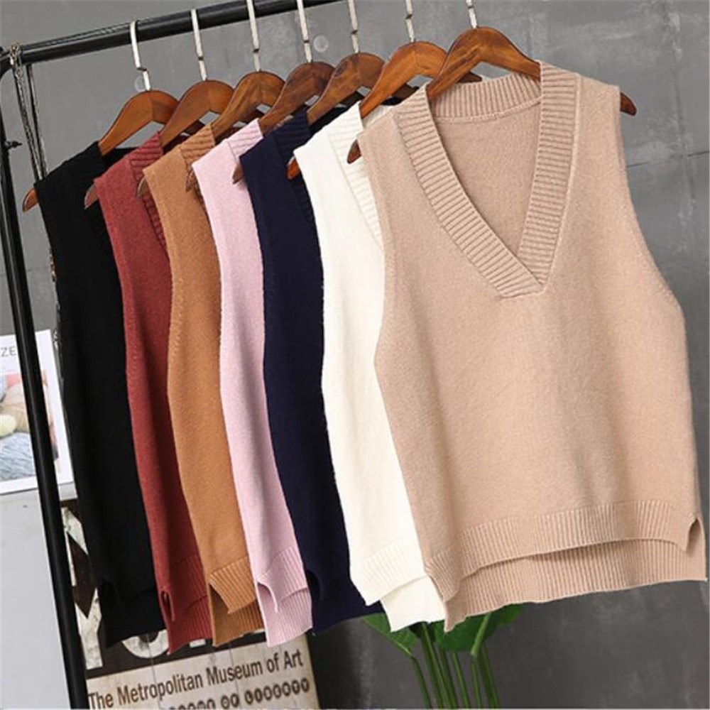 Dameveste vinter overtøj forårs vest vest vinter og koreansk version strikket vest sweater kvinde  pz2883