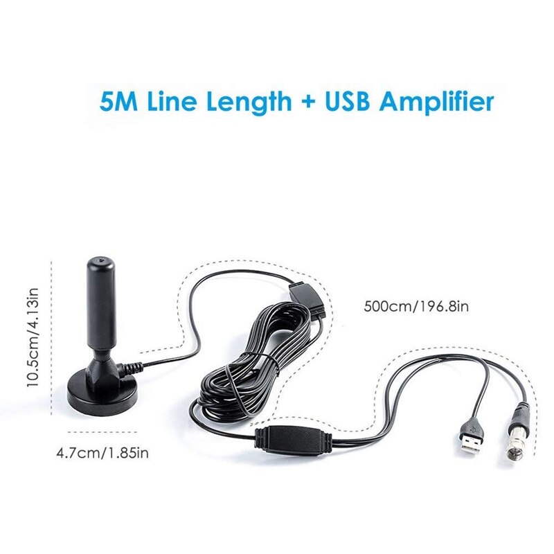 Antenne tv numérique intérieure de 120 miles 1080p, signal c, rayon tv, surf, 4k antennes, antennes hdtv, mini-antenne