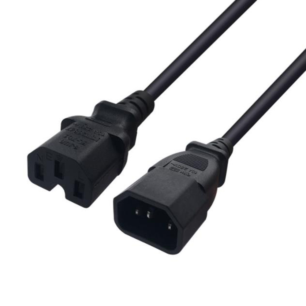Black 1.0M 2.0M 3.0M PVC Copper IEC320 C13 C14 C15 C19 C20 extension power cord 10A / 16A charging cable: 3.0M C14 to C15