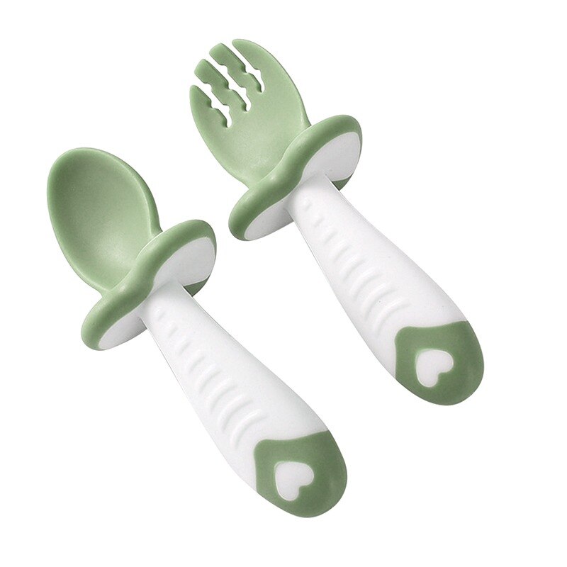 Cuchara y tenedor de cabeza suave para entrenamiento de bebé, juego de tenedor cuchara sin BPA: G435797