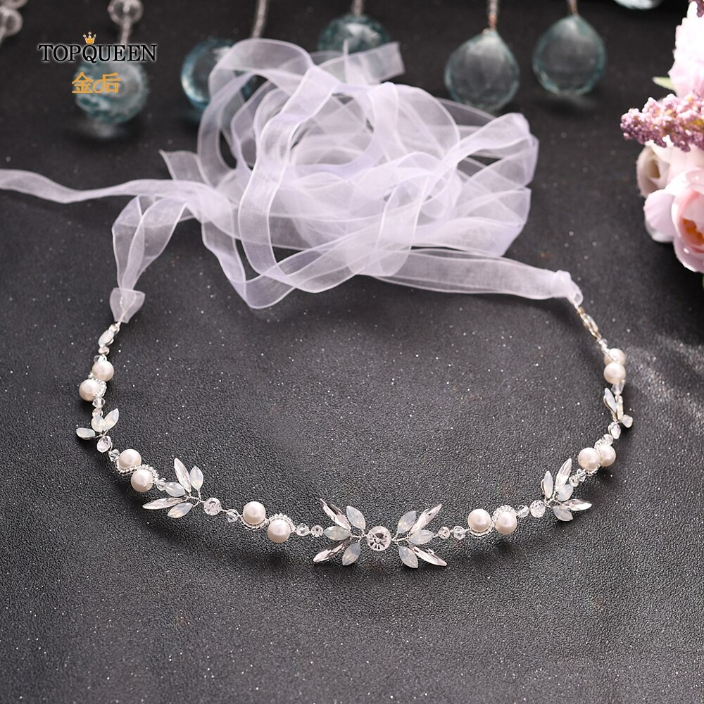 TOPQUEEN HP132 Opal Diamond Bridal Headpiece Silver Rhinestone Headband Bridal Hair Tiara Bridal Hair Piece Hair Jewelry: Default Title