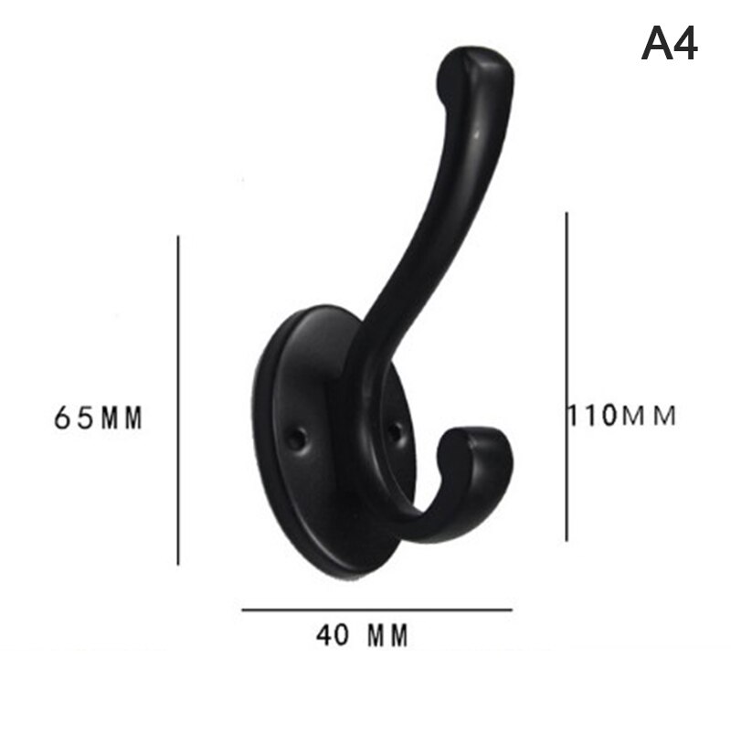 1pc Heavy Duty Coat Hooks Wall Mounted For Hat Hardware Dual Prong Retro Coat Hanger Black White Color: D