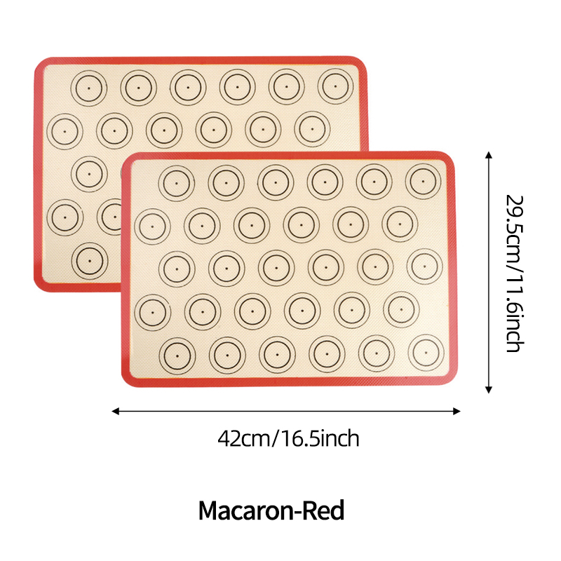 1PCS 42x29.5cm Silicone Macaron Baking Mat Non Stick Silicon Liner Bake Pans And Rolling For Macaroon Pastry Cookie Cake Making: Macaron-Red