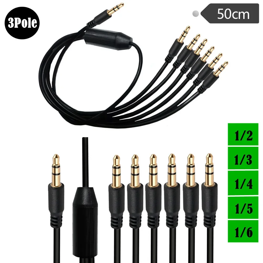 Répartiteur audio mâle 3.5mm vers 2, 3, 4, 5 et 6 mâles, prise stéréo TRS, câble adaptateur pour casque, smartphone, ordinateur, régule 3, écouteur