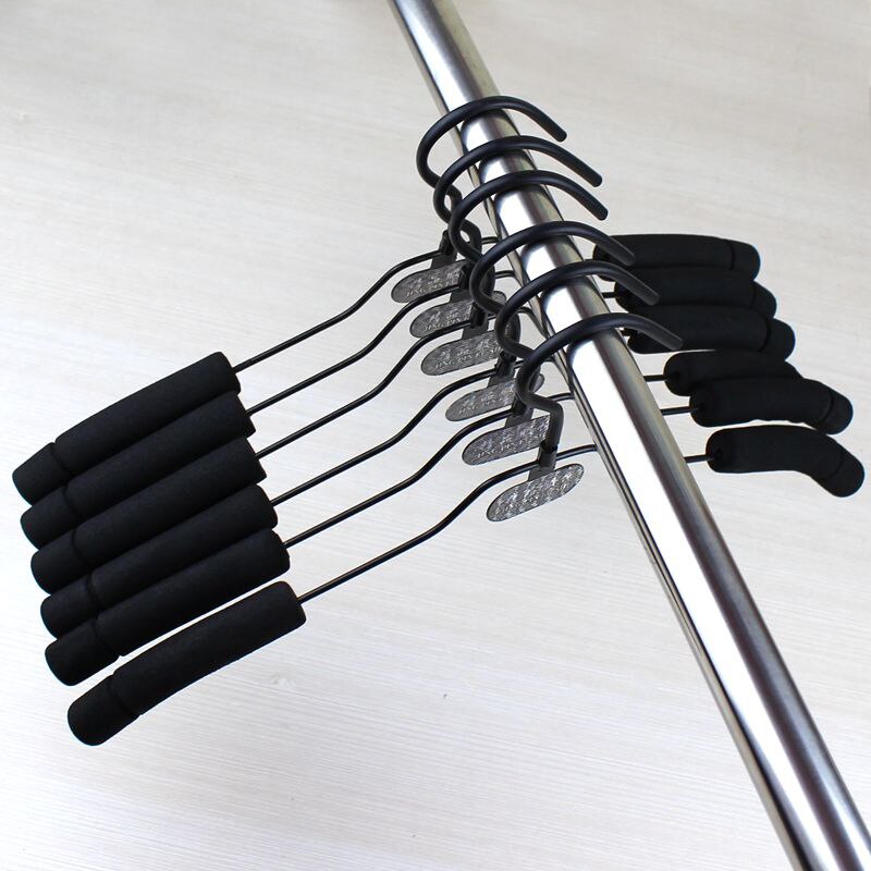 10 Pcs/Sets Anti-slip Sponge Hanger Padded Clothes Drying Rack Adult Clothes Hanger Clothes Accessories Rack Black Household