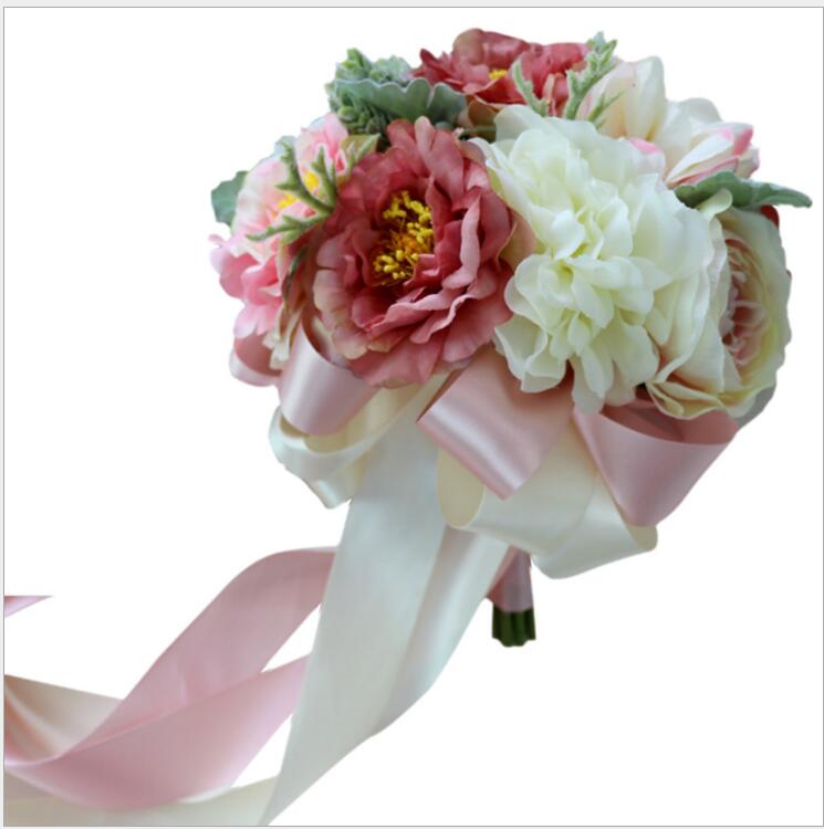 Handgemaakte Bruiloft Boeket Kunstmatige Bloem Roos Bruids Boeket voor Bruiloft Decoratie PH7