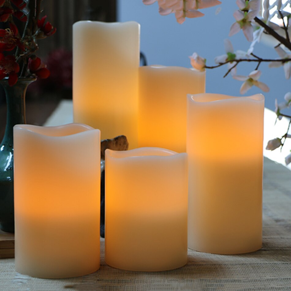 Battery operated led candle light, Pillar wax candle for firesceen decoration, Halloween/Christmas party candle led light decor