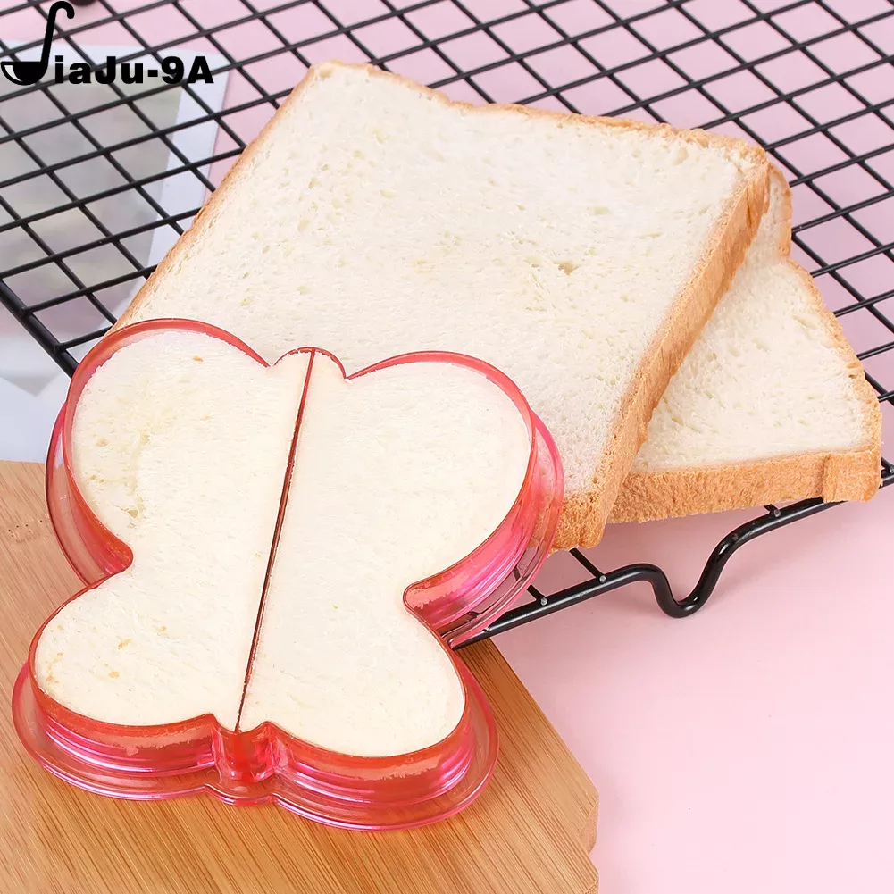 Cortadores de sándwiches para niños, molde de plástico para cortar pan de comida, sellador, cortador de almuerzo, para niños, accesorios de cocina: Naranja