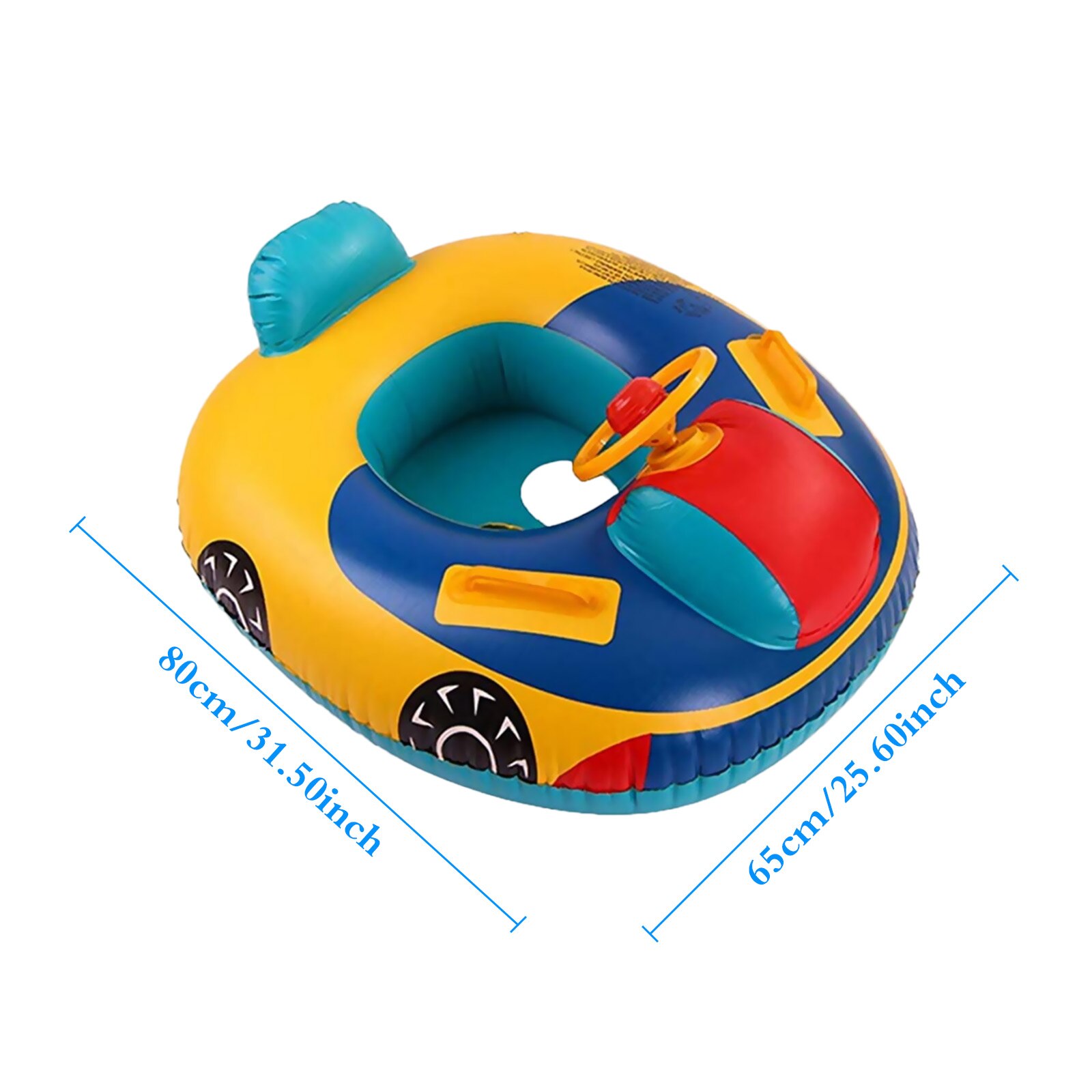 Asiento inflable de coche de dibujos animados para niños, flotador de anillo de natación con asas para volante, piscina tina de baño