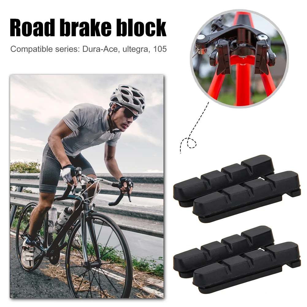 1-5 pares de pastilhas de freio de bicicleta de estrada, sapatas de freio, blocos de borracha de substituição para suporte de sapato shimano br, peça de casco de freio de ciclo