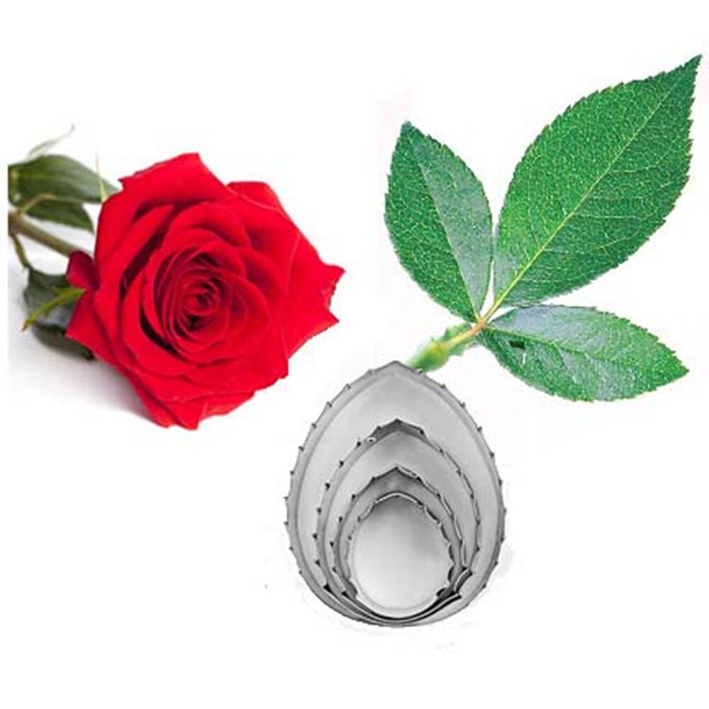 4 Stks/partij Rose Leaf Cookie Cutter Rvs Mold Cakevorm Diy Fondant Gebak Versieren Bakken Koken Tools